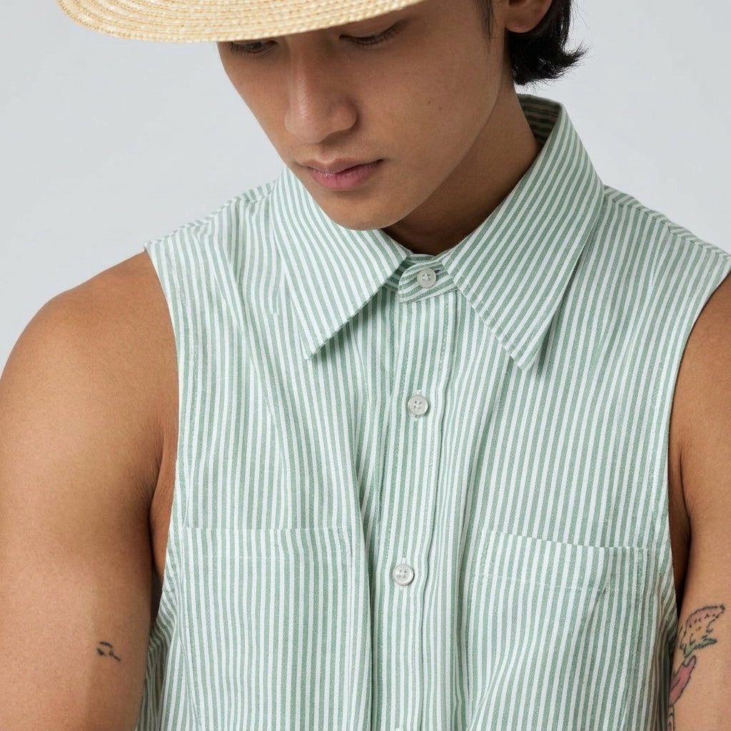 Men's Loose Sleeveless Striped Shirt  Drako™️