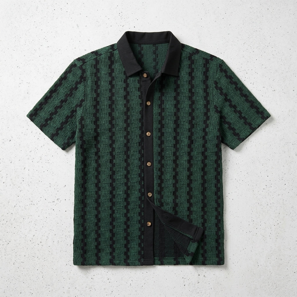 2026 Men's Retro Plaid Knit Short Sleeve Shirt Versatile Casual Top  Drako™️