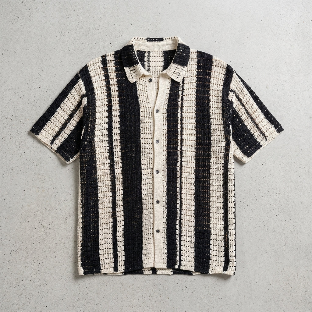 VSCOO Men's Ice Silk Hollow Short Sleeve Cardigan  Drako™️