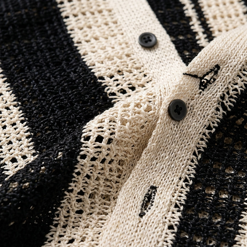 VSCOO Men's Ice Silk Hollow Short Sleeve Cardigan  Drako™️