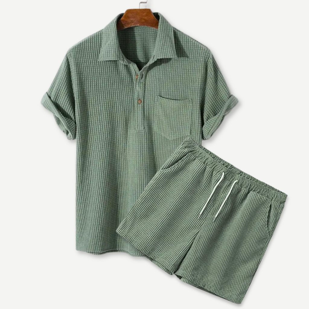 Waffle Polo & Shorts Set  Drako Watches