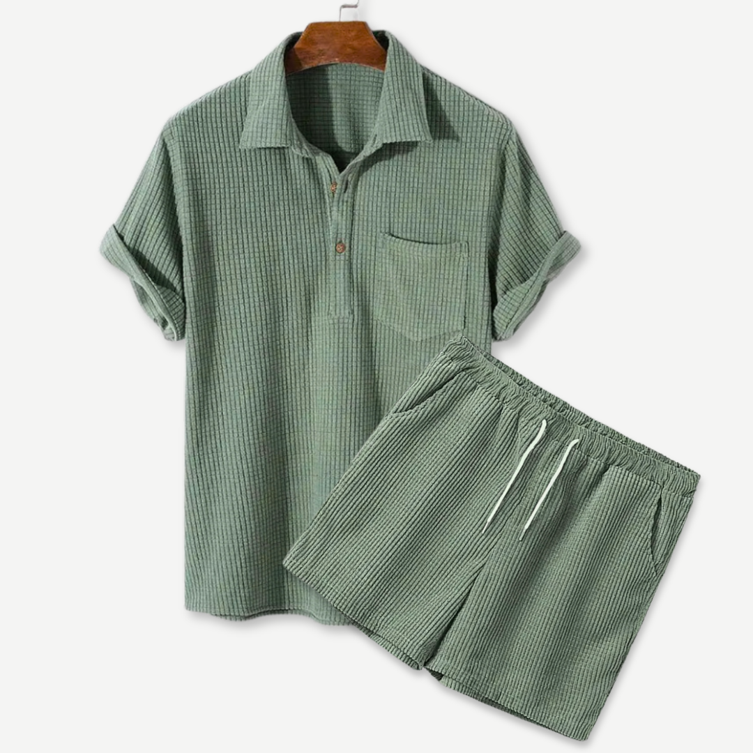 Waffle Polo & Shorts Set  Drako Watches