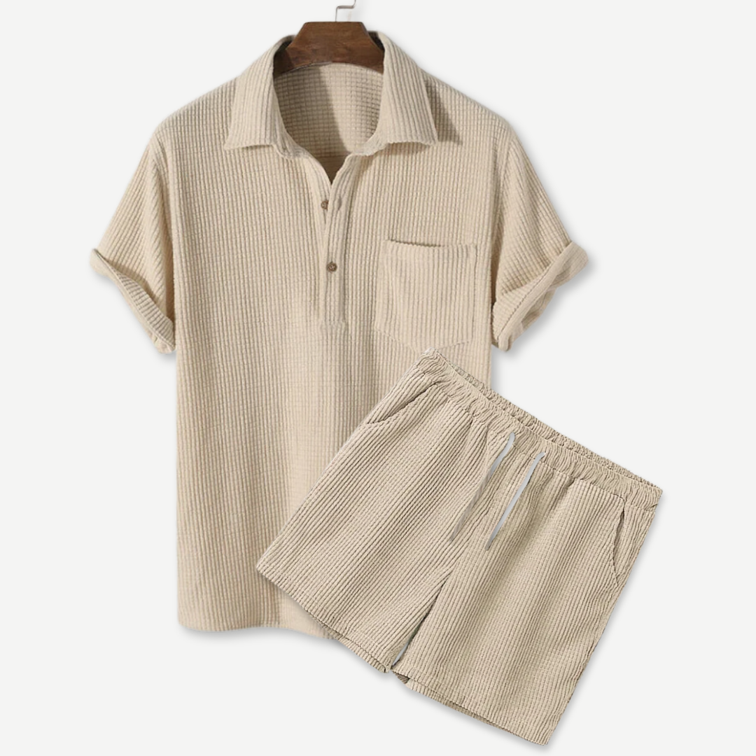 Waffle Polo & Shorts Set  Drako Watches