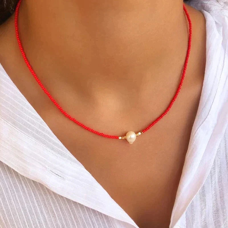 Necklace for Women | Freshwater Pearl Centerpiece | Handcrafted Beaded Design | Elegant Everyday Wear  Drako™️