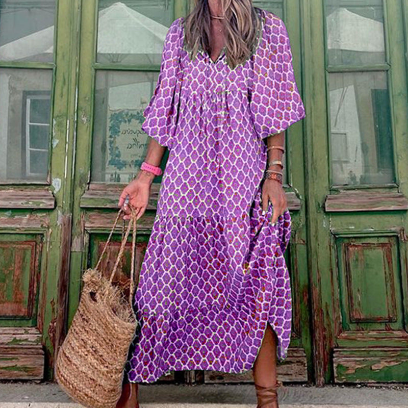 Green vintage bohemian floral printed robe  Drako Watches