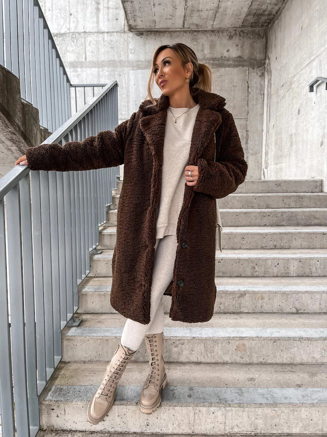 Women’s Wool Winter Coat | Long Modern Fit with Button Closure | Fine Wool Fabric | Warm & Durable Design  Drako™️