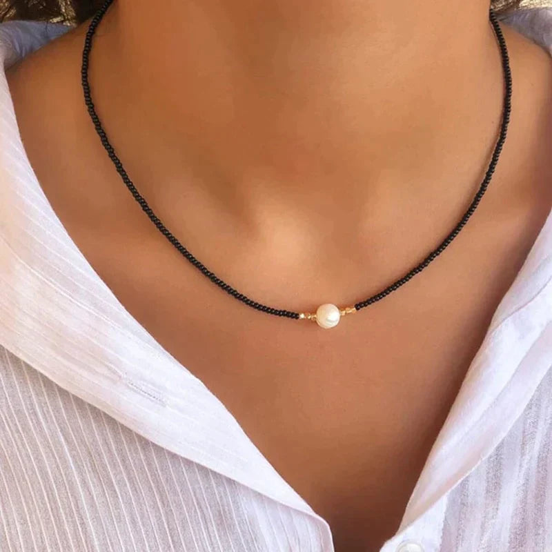 Necklace for Women | Freshwater Pearl Centerpiece | Handcrafted Beaded Design | Elegant Everyday Wear  Drako™️