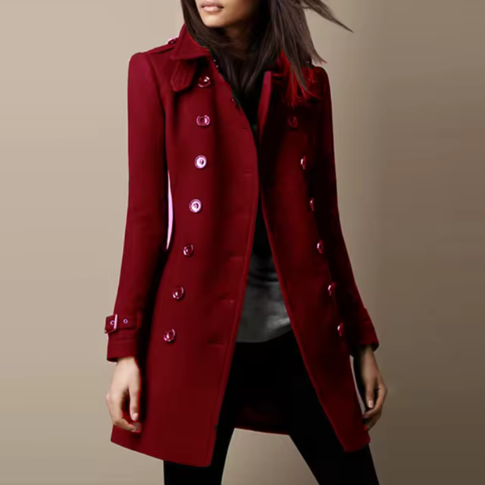 Women's Winter Coat | Double-Breasted Military Style | Soft Natural Fabrics | Warm & Flattering Silhouette  Drako™️