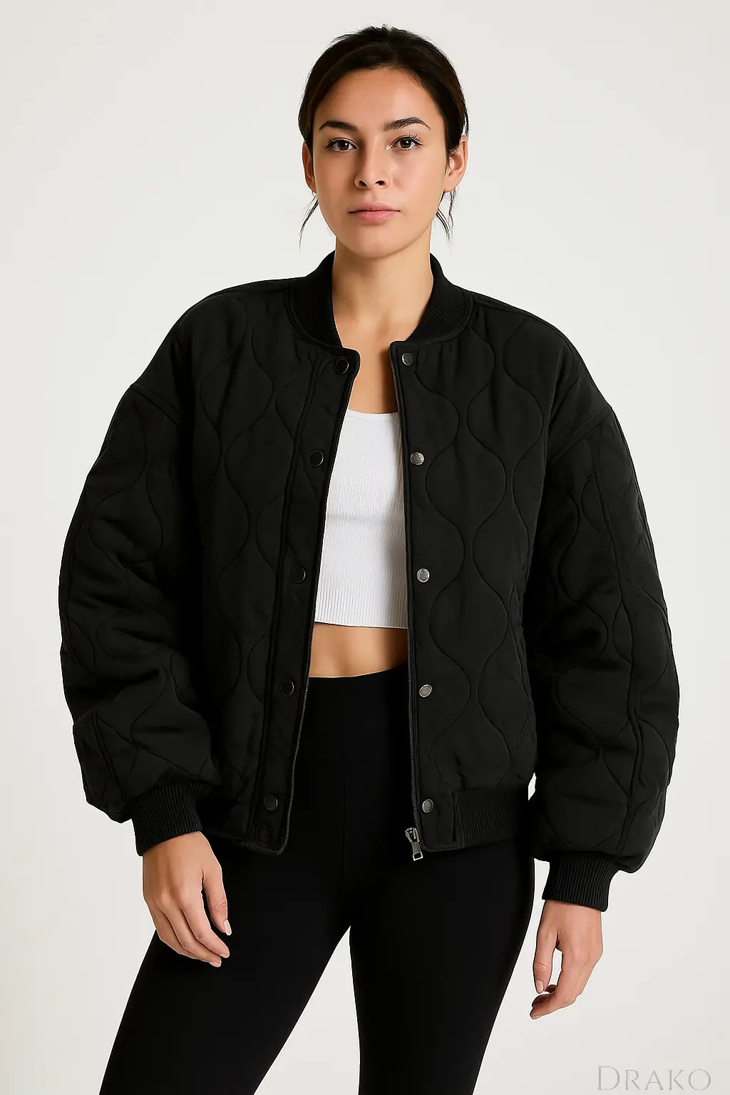 Harper Women’s Quilted Oversized Bomber Jacket  Drako Watches