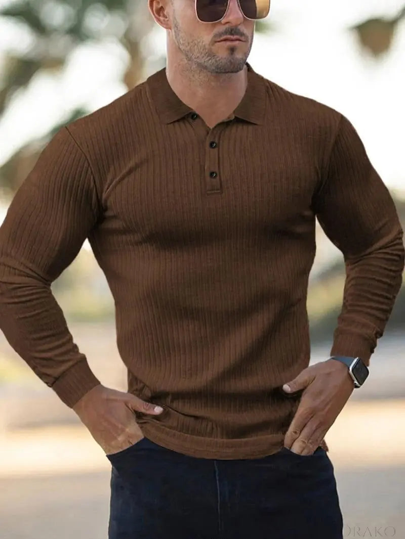 Long Sleeve Muscle Fit Polo  Drako Watches Shirt