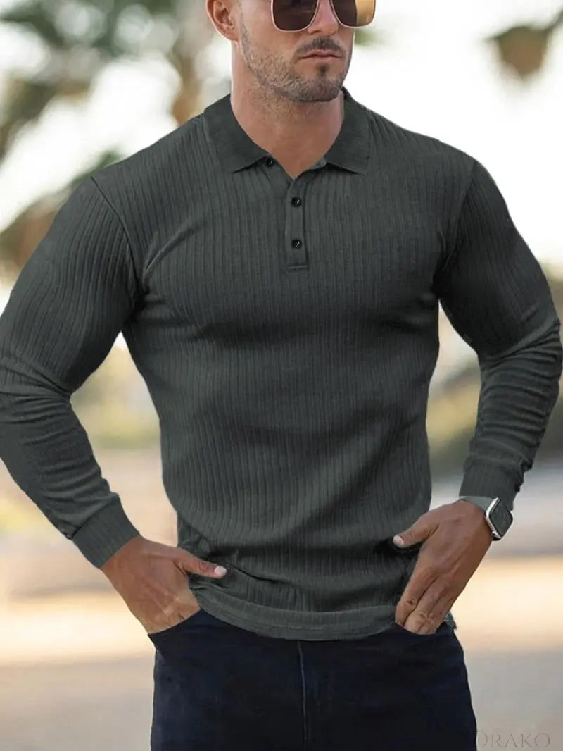 Long Sleeve Muscle Fit Polo  Drako Watches Shirt