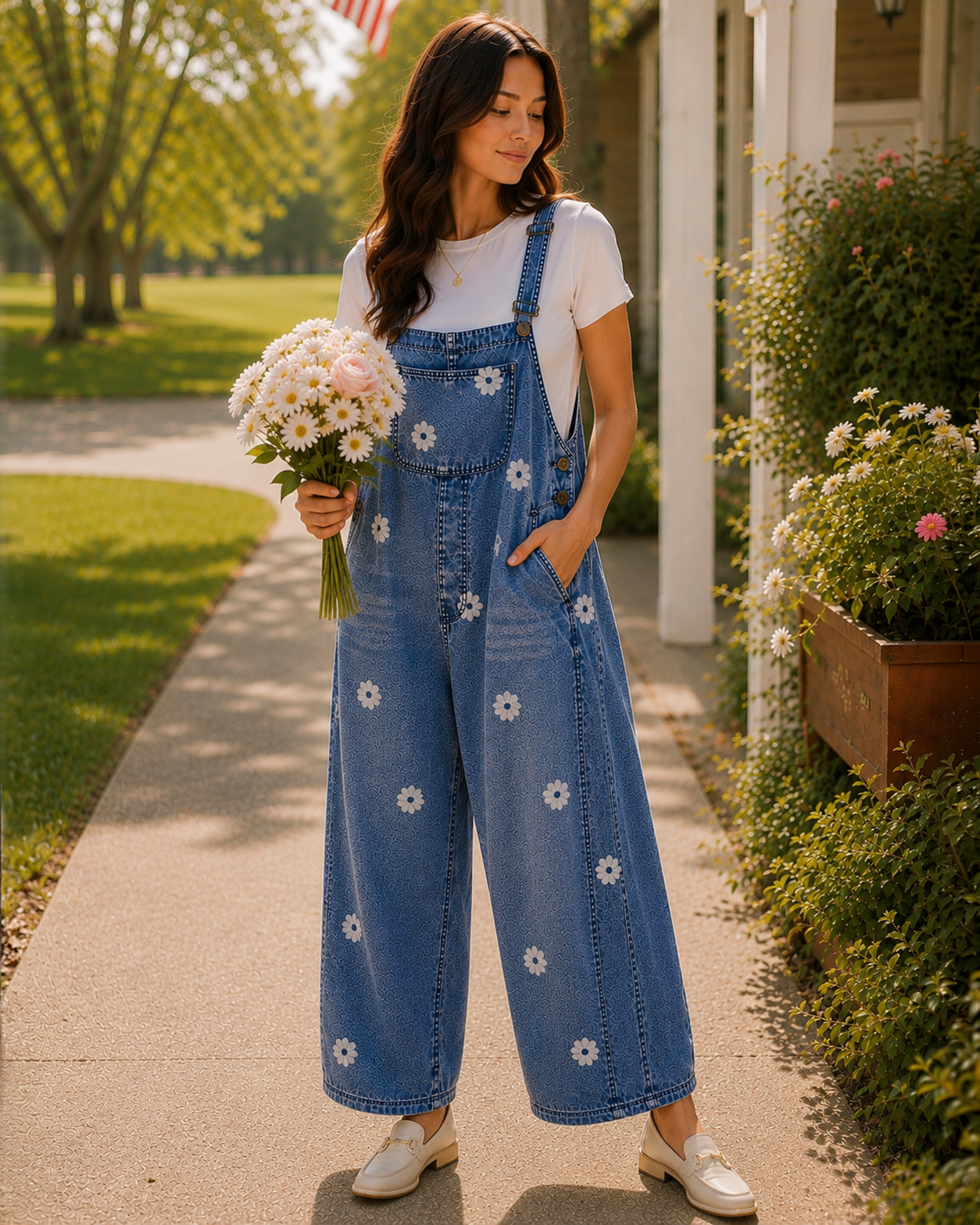 Lucca Floral Denim Overalls