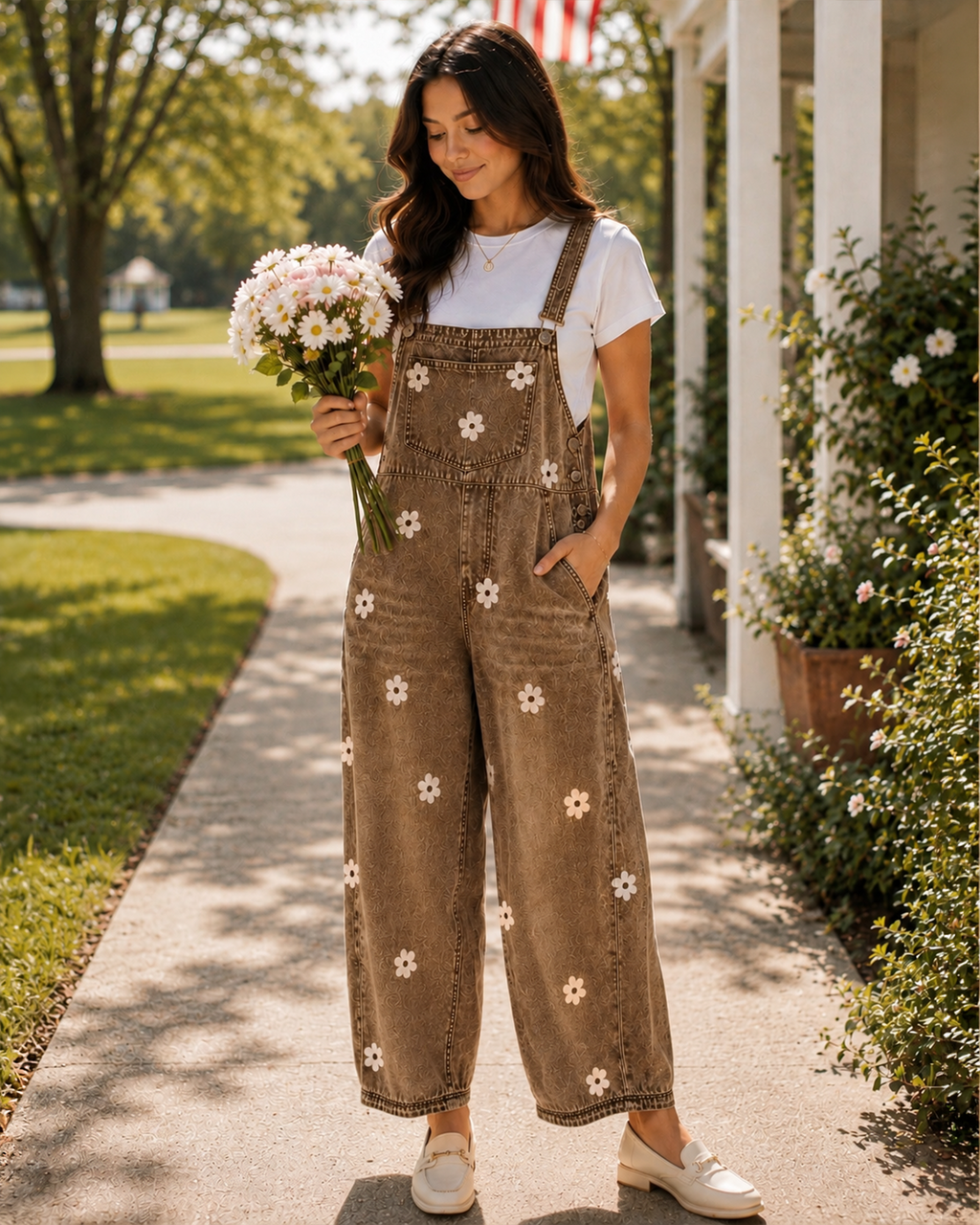 Lucca Floral Denim Overalls