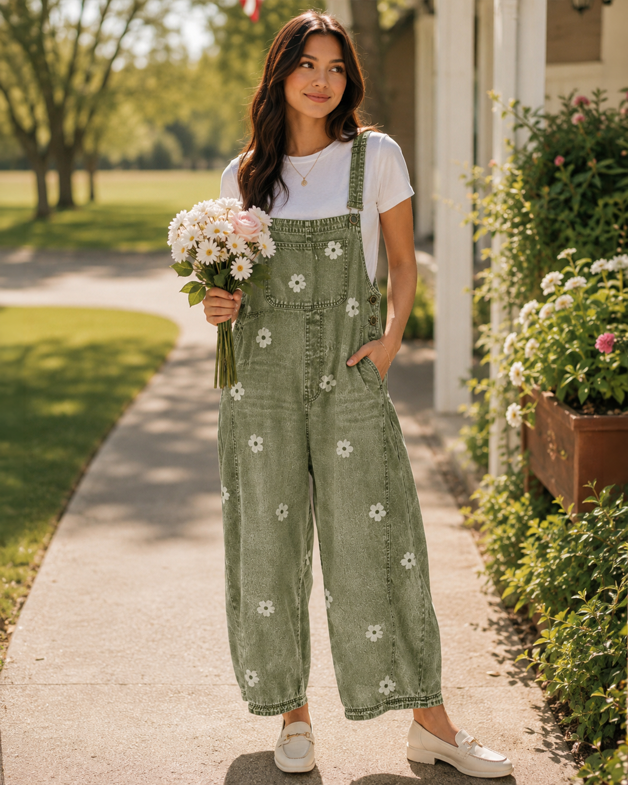Lucca Floral Denim Overalls
