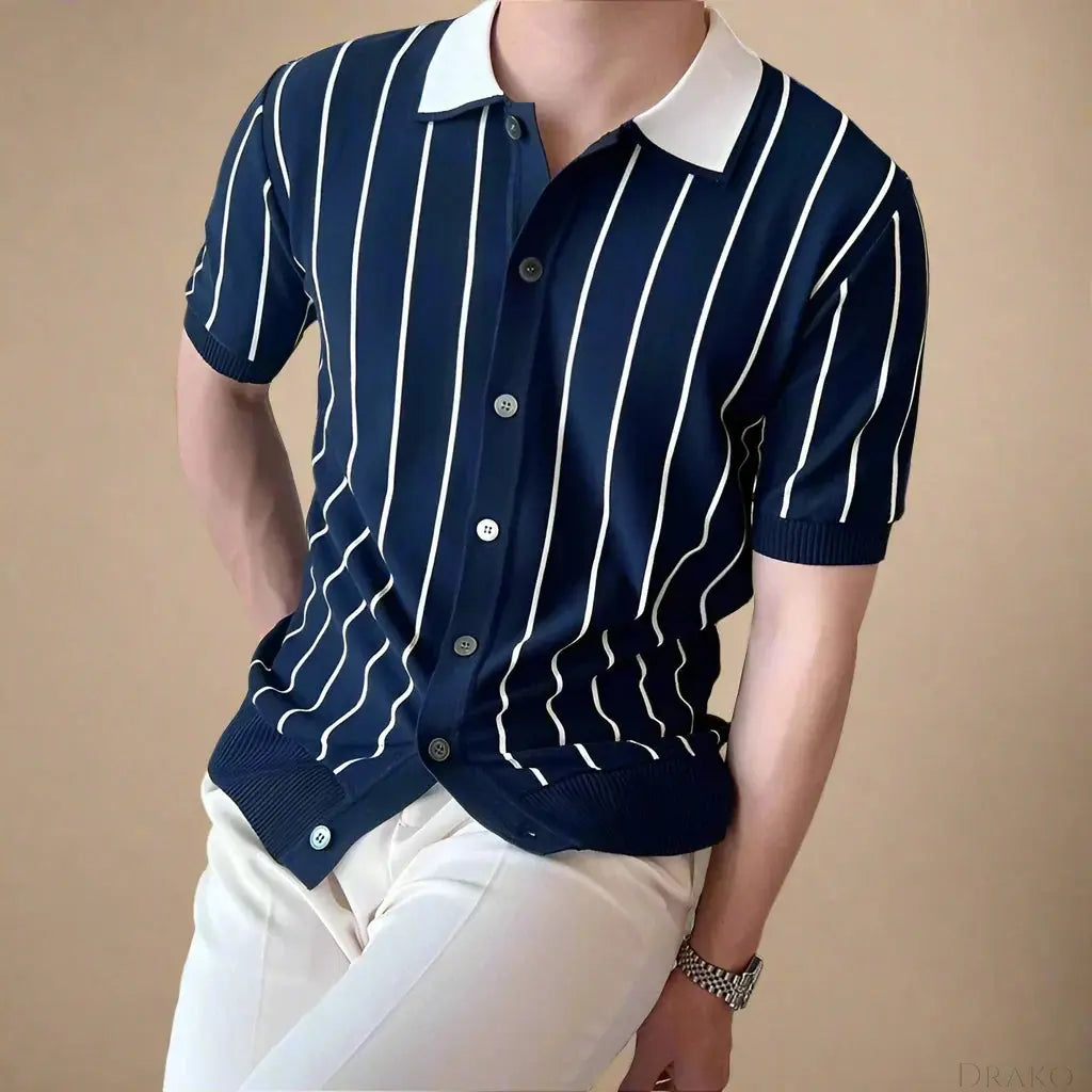 Matteo Striped Knit Polo  Drako Watches