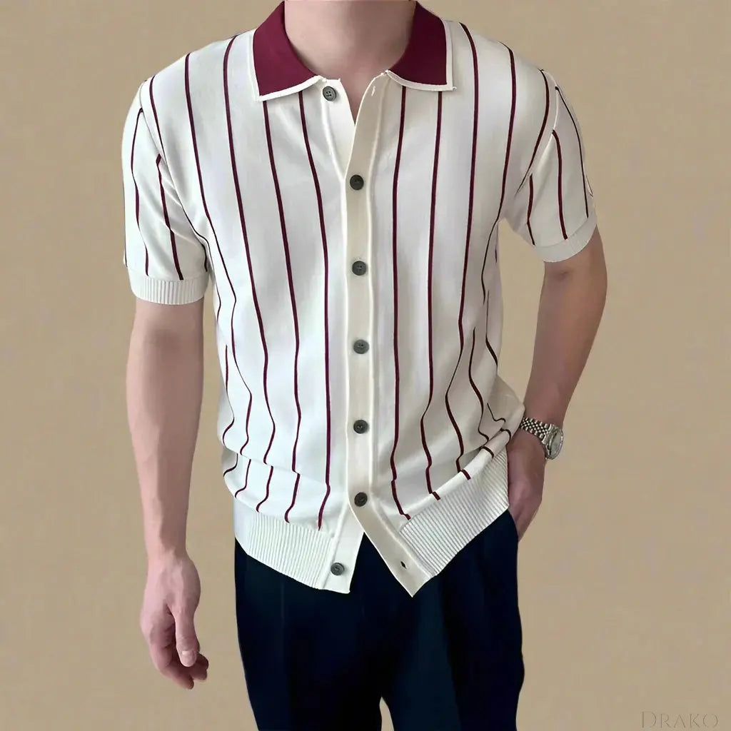 Matteo Striped Knit Polo  Drako Watches