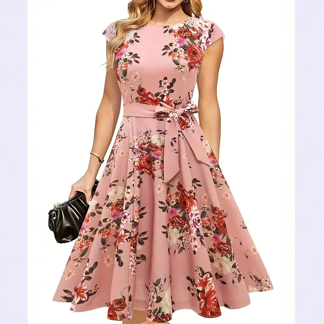 Élodie – Chic Midi Dress with Waist Bow  Drako Watches