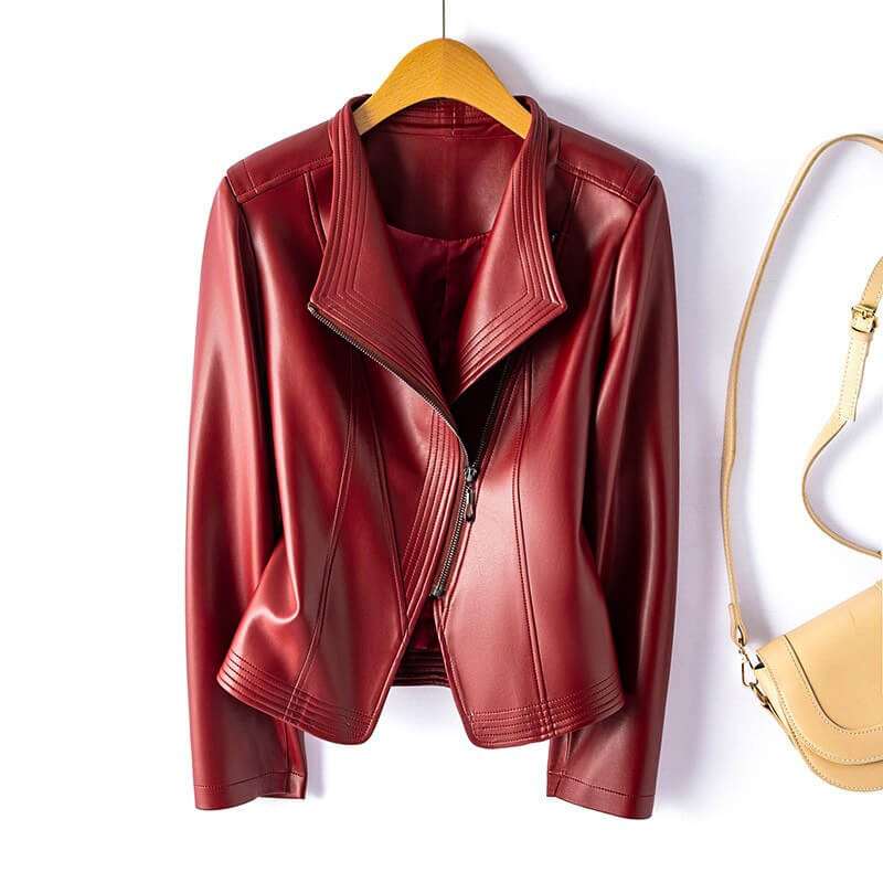 Elegant and structured vegan leather jacket by Sophie  Drako Watches