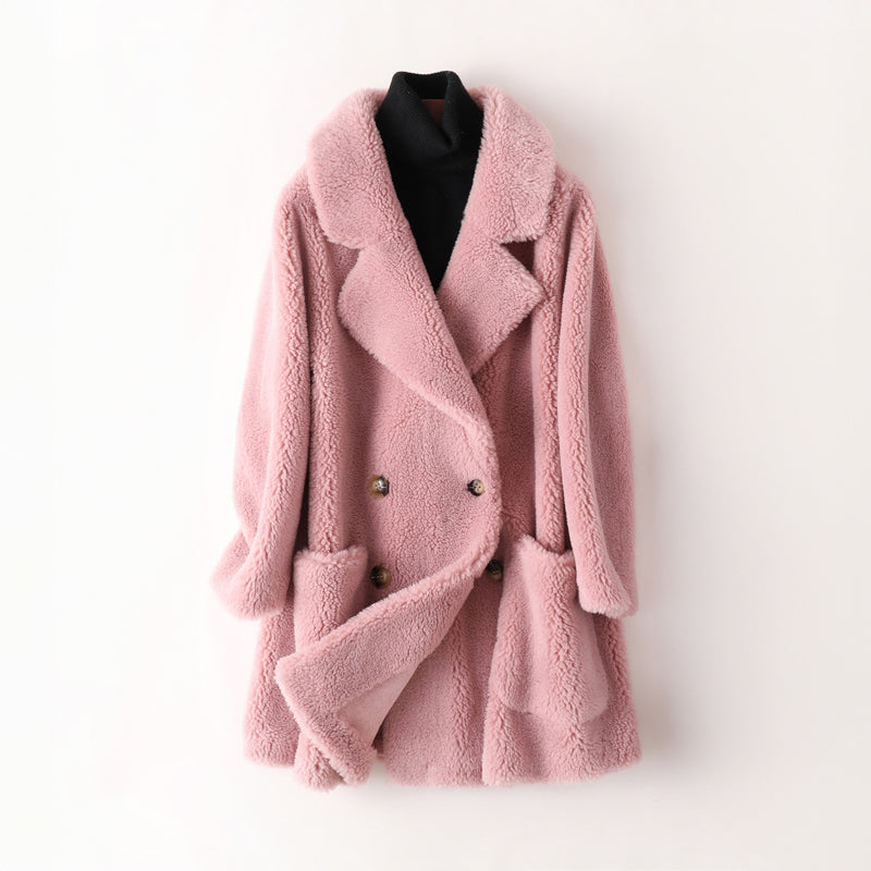 Léa elegant faux fur shearling coat  Drako Watches