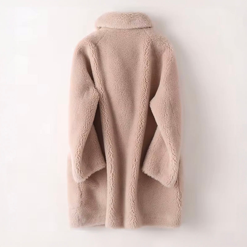 Léa elegant faux fur shearling coat  Drako Watches