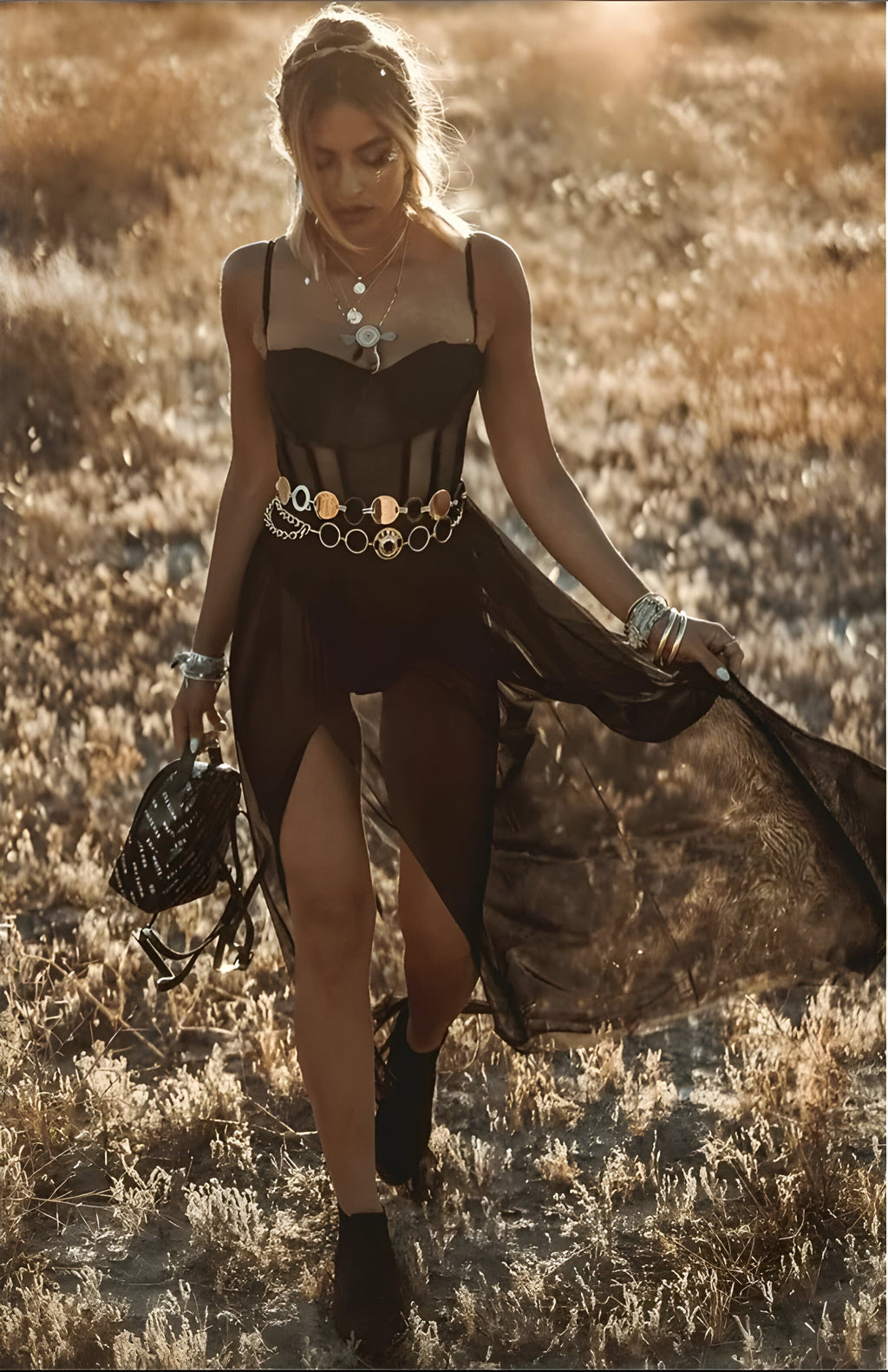 Women’s Festival Dress | Corset Bodice & Sheer Overlay | Waist Belt with Buckle | Comfortable Fit  Drako™️