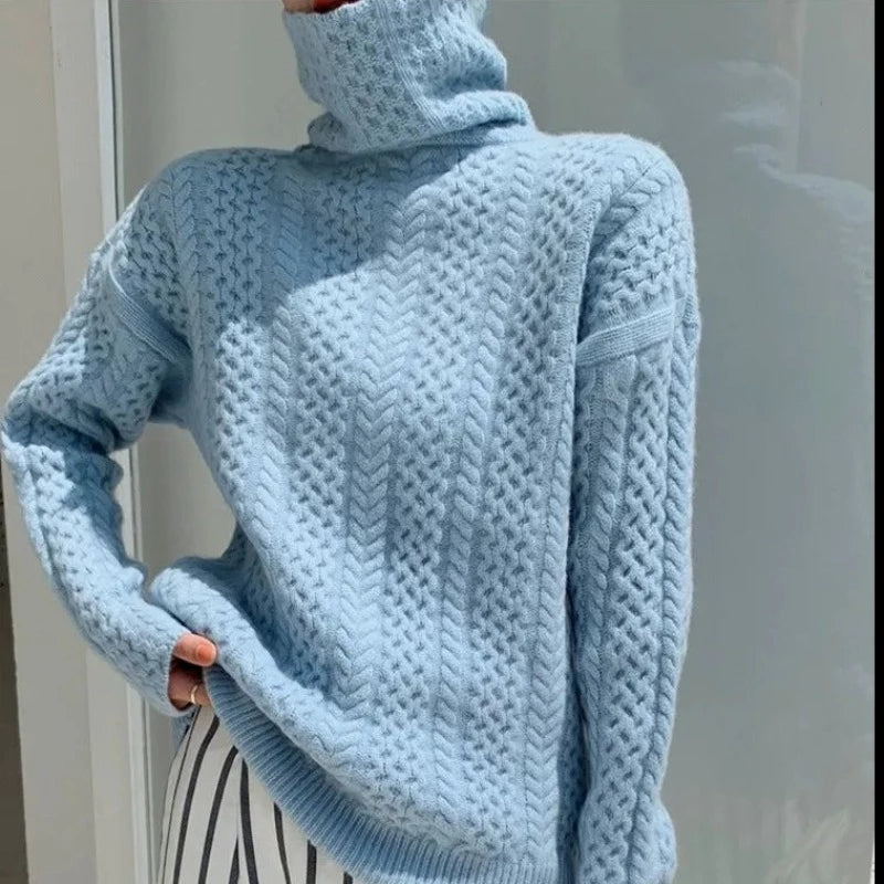 Women’s Turtleneck Sweater | Plaid Pattern & Lightweight Fabric | Soft Premium Material | Comfortable Fit for Layering  Drako™️