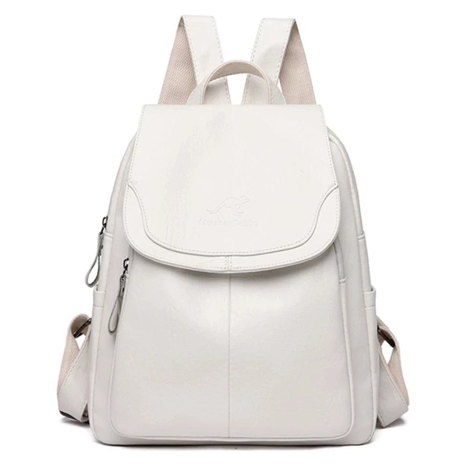 Leather Flap-Front Daypack for Women | Theft-Proof Design | Durable Leather | Organized Storage  Drako™️