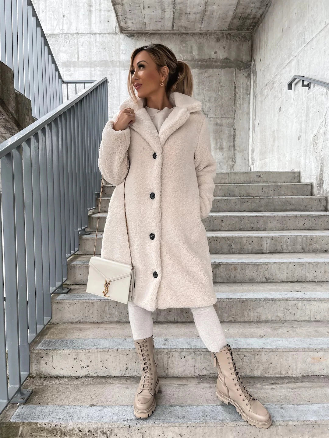 Women’s Wool Winter Coat | Long Modern Fit with Button Closure | Fine Wool Fabric | Warm & Durable Design  Drako™️