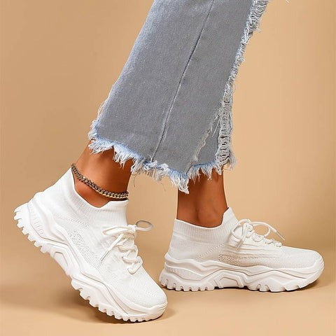 Women's Knit-Upper Lace-Up Sneakers | Breathable Design | Additional Foot Support | Comfortable Fit  Drako™️
