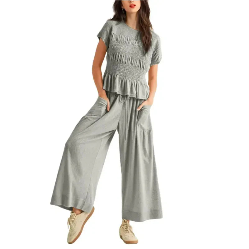 Valenza Smocked Wide Leg Set  Drako™️