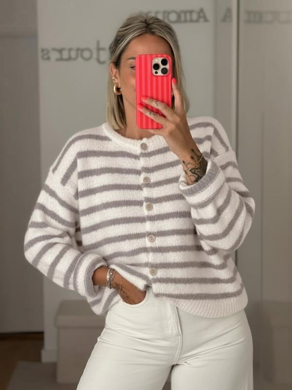 Calidora Striped Knit Cardigan  Drako™️