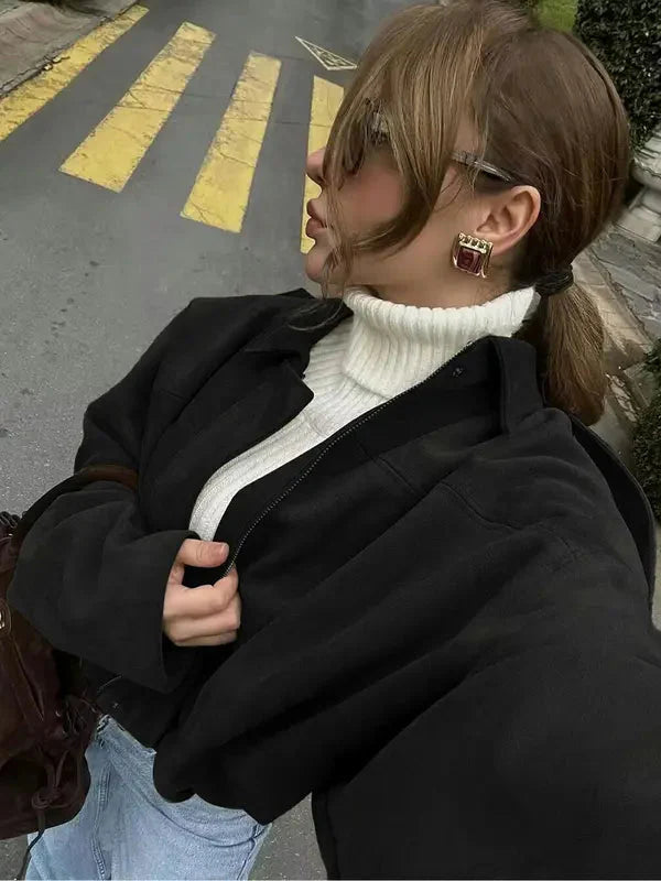 Cortona Cropped Leather Jacket  Drako™️